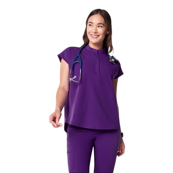 Figs Tops - FIGS Rafaela Oversized Scrub Top Digital Grape Purple Women's XL Retired Rare LE